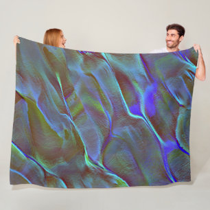 Virtual rock in satin tone of burnt blue and green fleece blanket