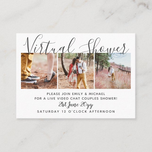 Virtual Shower PHOTO Wedding Live Chat Budget Calling Card (Front)