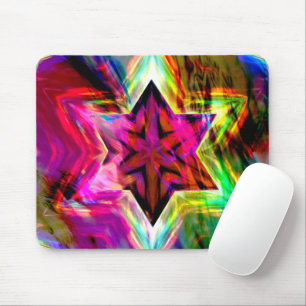 Virtual star with borders in colourful neon tones mouse pad