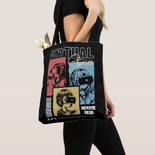 Virtual Stories Retro Anime VR Gaming Tote Bag