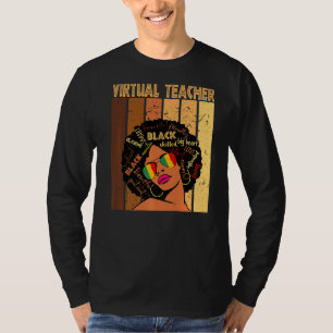Virtual Teacher Afro African American Black Histor T-Shirt