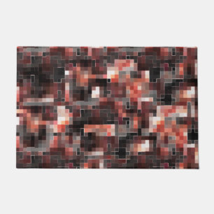 Virtual tile style square mosaic in beige to brown doormat