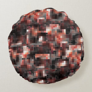 Virtual tile style square mosaic in beige to brown round cushion