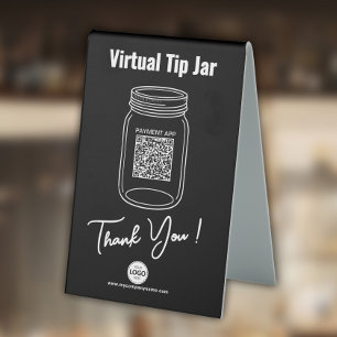 Virtual Tip Jar, Custom QR Code, Logo, Black