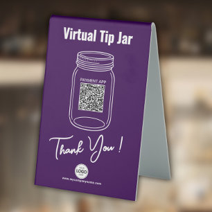 Virtual Tip Jar, Custom QR Code, Logo, Purple