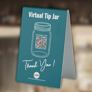 Virtual Tip Jar, Custom QR Code, Logo, Teal