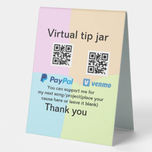 Virtual tip jar q r code money donation PayPal ven