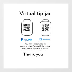 Virtual tip jar q r code money donation PayPal ven