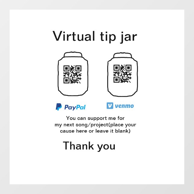 Virtual tip jar q r code money donation PayPal ven (Sheet)