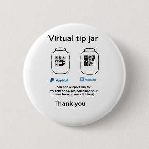 Virtual tip jar q r code money donation PayPal ven 6 Cm Round Badge