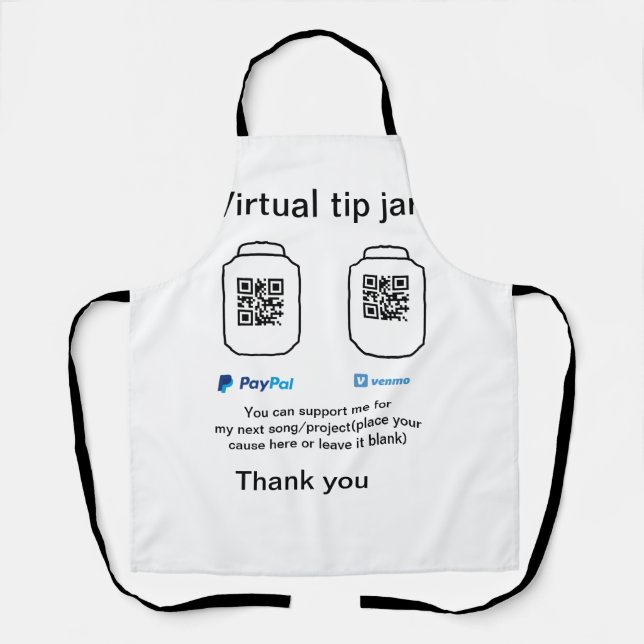 Virtual tip jar q r code money donation PayPal ven Apron (Front)
