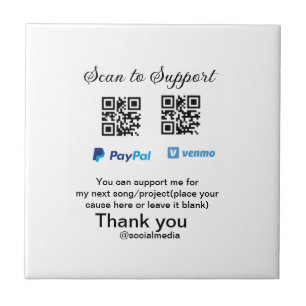 Virtual tip jar q r code money donation PayPal ven Ceramic Tile