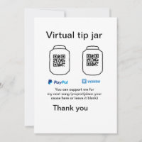 Virtual tip jar q r code money donation PayPal ven