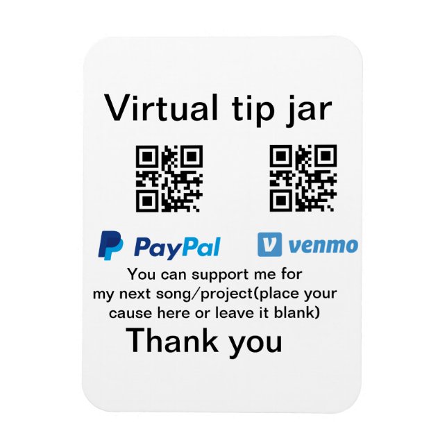 Virtual tip jar q r code money donation PayPal ven Magnet (Vertical)