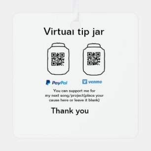 Virtual tip jar q r code money donation PayPal ven Metal Tree Decoration