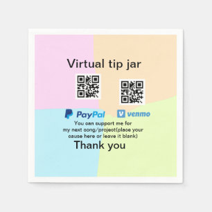 Virtual tip jar q r code money donation PayPal ven Napkin