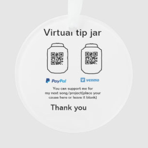 Virtual tip jar q r code money donation PayPal ven Ornament