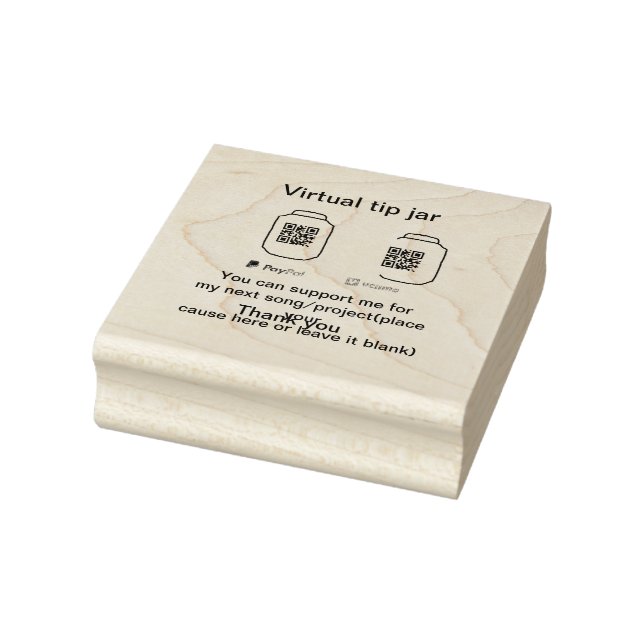 Virtual tip jar q r code money donation PayPal ven Rubber Stamp (Stamp)