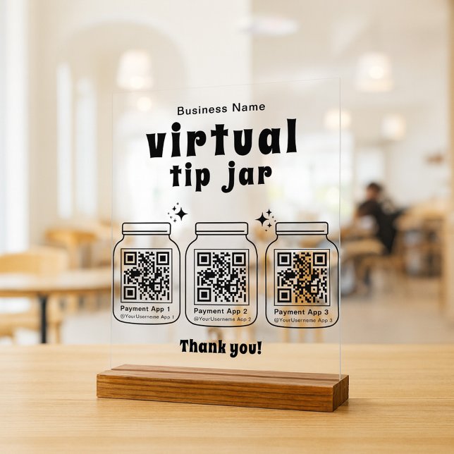 Virtual Tip Jar with 3 QR Code Acrylic Sign (Creator Uploaded)