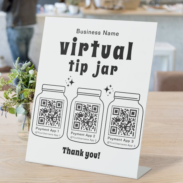 Virtual Tip Jar with 3 QR Code Pedestal Sign (Creator Uploaded)