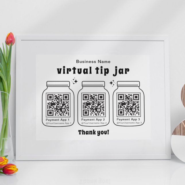 Virtual Tip Jar with 3 QR Code Poster (Creator Uploaded)