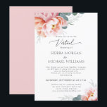 Virtual Wedding Elegant Floral Blush Pink Peony Invitation<br><div class="desc">Even when you can't get together in person, you can still meet virtually. Here's an elegant, modern choice for your upcoming wedding ceremony. This design features a floral peony bouquet in shades of blush pink, peach and dusty rose together with eucalyptus foliage and a sprinkle of whimsical hand drawn greenery....</div>