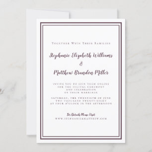 Virtual Wedding Purple & White Minimalist Online Invitation