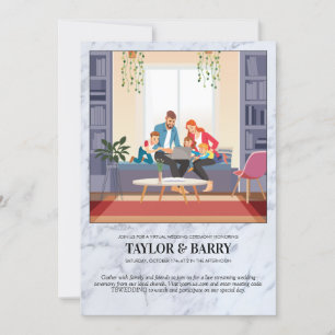 Virtual Wedding Shower Marble Invitation