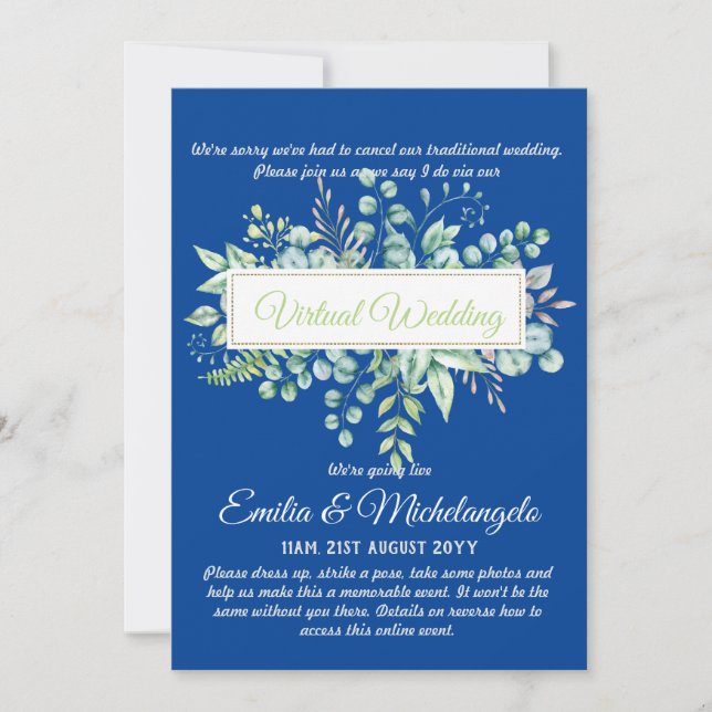 Virtual Wedding Video Chat Live Streaming Invites (Front)