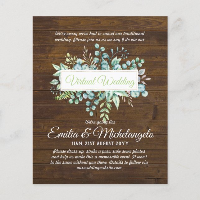 Virtual Wedding Video Chat Live Streaming Invites (Front)