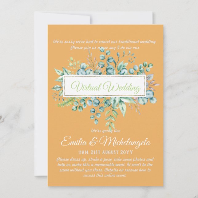 Virtual Wedding Video Chat Live Streaming Invites (Front)