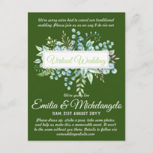 Virtual Wedding Video Chat Live Streaming Invites Postcard