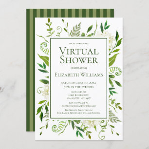 Virtual White Hydrangeas Watercolor Bridal Shower Invitation