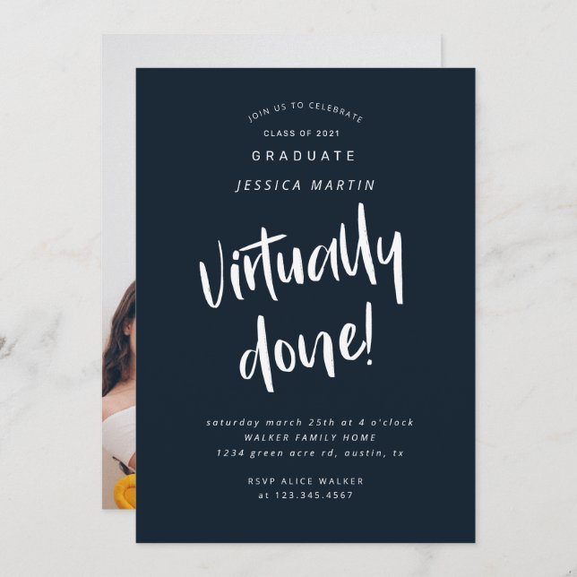virtually done graduation photo party invitation (Front/Back)
