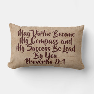 Virtue Be My Compass Reversible Tan/Stripe Pillow