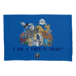 VIRTUE HEROES Characters Pillow Case - Blue