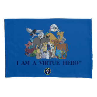 VIRTUE HEROES Characters Pillow Case - Blue