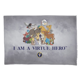 Virtue Heroes Characters Pillow Case - Silver/Grey