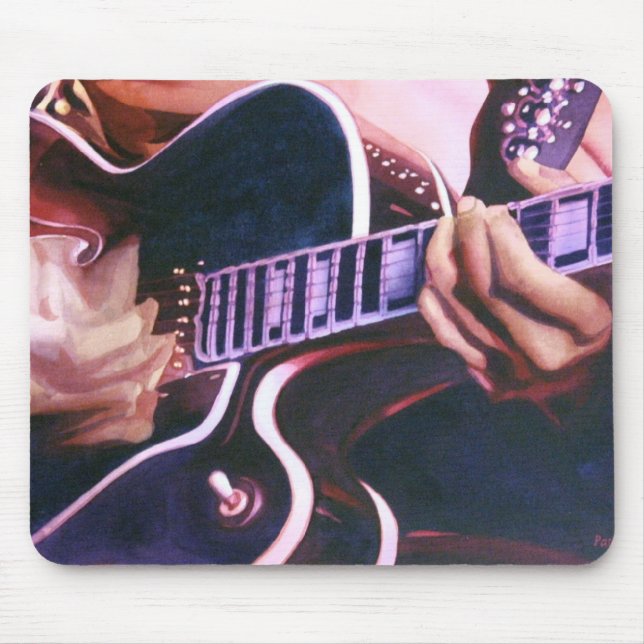 "Virtuoso" Guitar Player Watercolor Mouse Pad (Front)