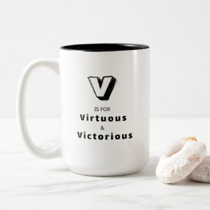 Virtuous and Victorious V - Personalised Luxury Two-Tone Coffee Mug