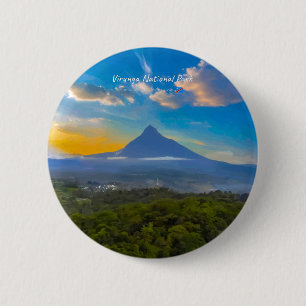 Virunga National Park, DR Congo - Volcano 6 Cm Round Badge