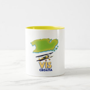 Vis Croatia map Two-Tone Coffee Mug