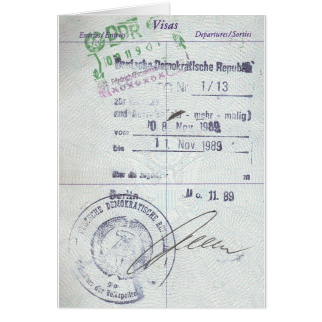 Visa & Entry Stamps from Communist East Germany (Front)
