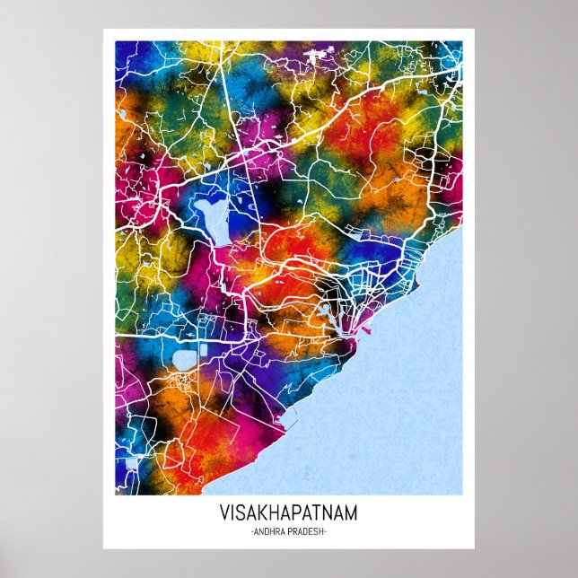 Visakhapatnam Andhra Pradesh Map Poster (Front)