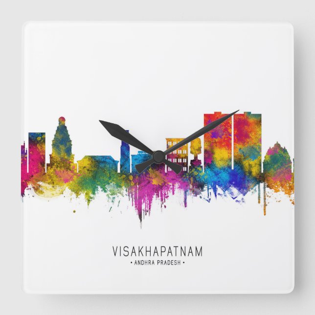 Visakhapatnam Andhra Pradesh Skyline Square Wall Clock (Front)