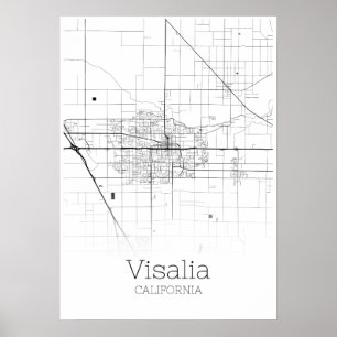 Visalia Map - California - City Map Poster