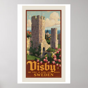 Visby Gotland Sweden Town Of Ruins And Roses Poster