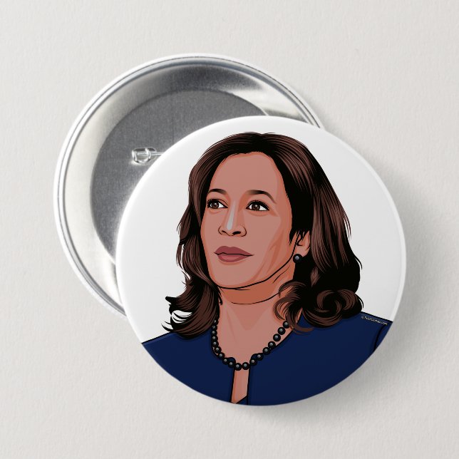 Vise President Kamala Harris 7.5 Cm Round Badge (Front & Back)
