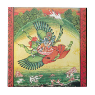 Vishnu and Lakshmi riding Garuda, the great Ceramic Tile