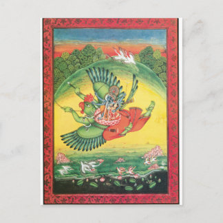 Vishnu and Lakshmi riding Garuda, the great Postcard